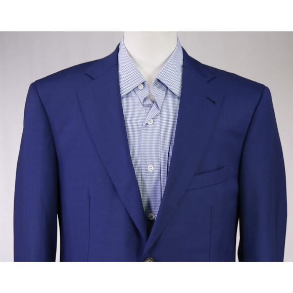 Alton Lane Tailored Fit Royal Blue Wool 2-Btn Blazer Jacket 42S +Pocket Square - Picture 3 of 9